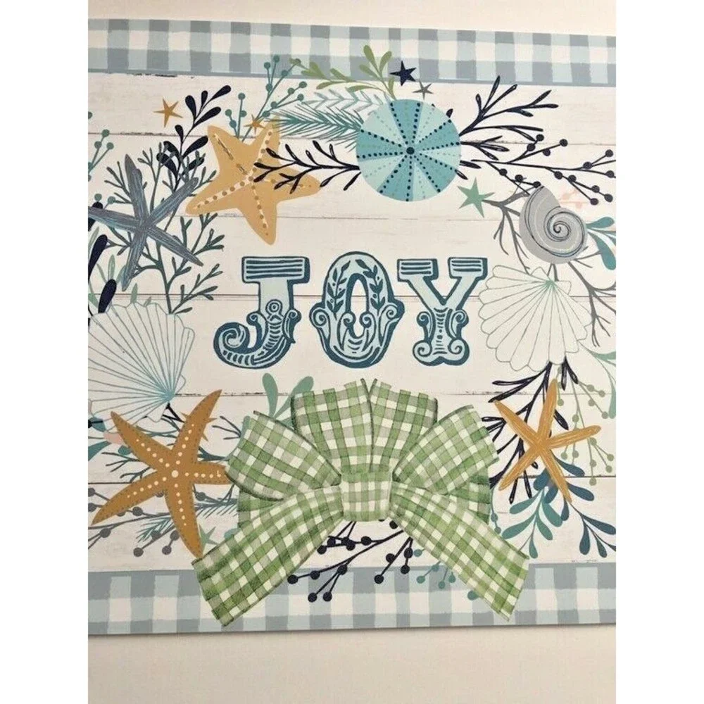 Nautical Christmas Placemats Vinyl Foam Back Joy Shell Wreath Beach Set of 4